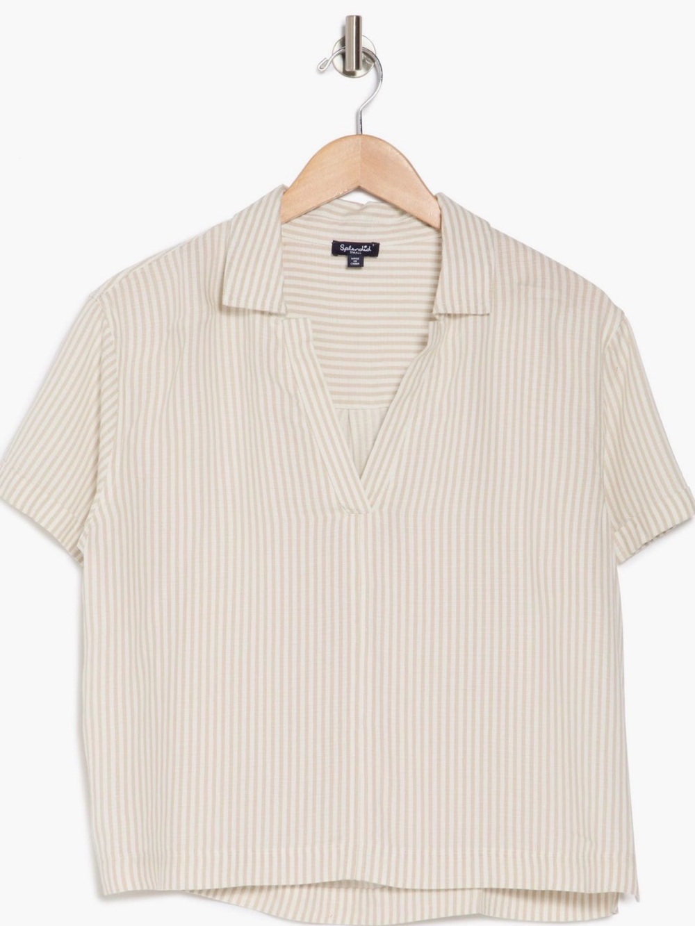 Splendid Kailyn Stripe Boxy Top - Beige Neutral - Size Medium